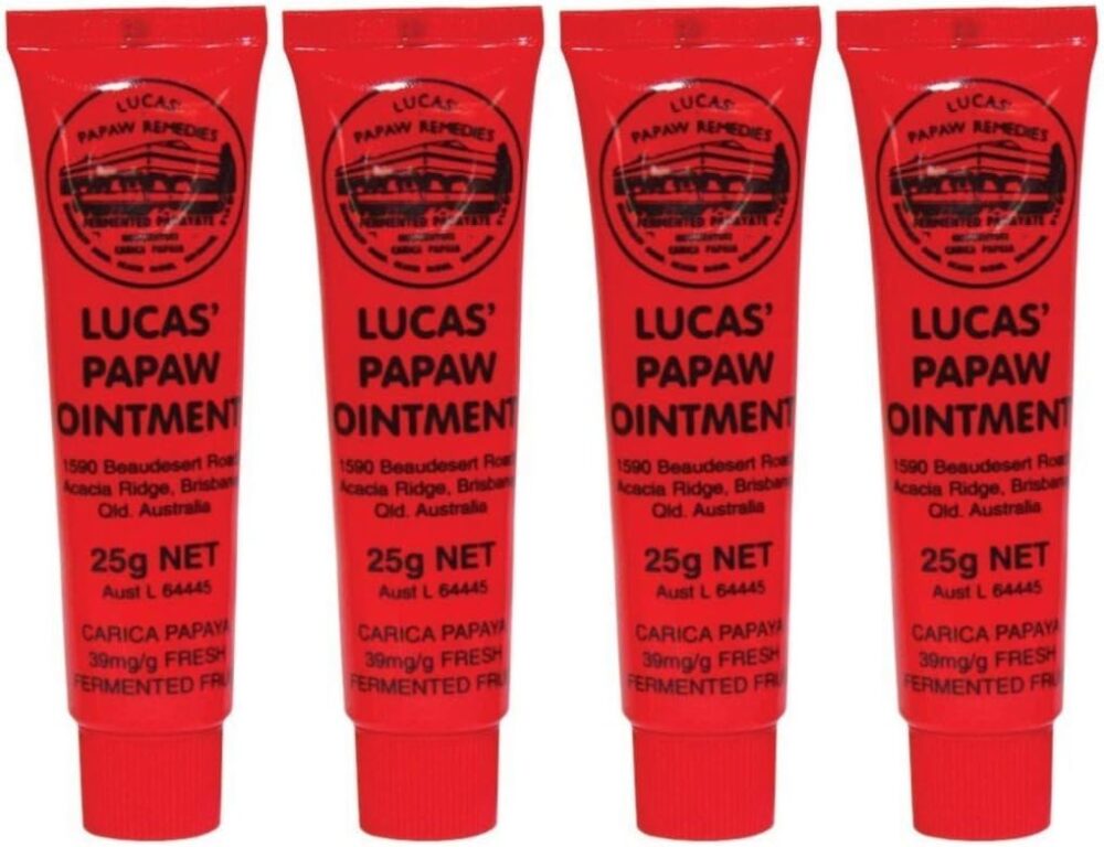 Lucas’ Papaw Ointment – 25g Tubes (Pack of 4) – Multi-Purpose Topical Balm for Skin Relief – Imported from Australia