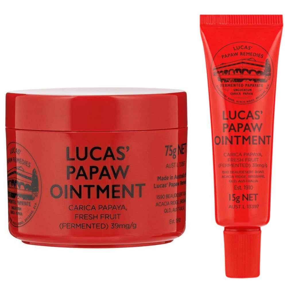 Lucas Pawpaw Lip Ointment, Lucas Pawpaw Cream, Lucas Pawpaw Ointment for Lips & Dry Skin - Unique All Skin Types, All Gender- Any Season Gift Pack with 75g and 15gr Pawpaw Balm